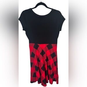 Old Navy| Girls Fit & Flare Jersey Dress in Red Buffalo Plaid| Size XXL 18 NWT